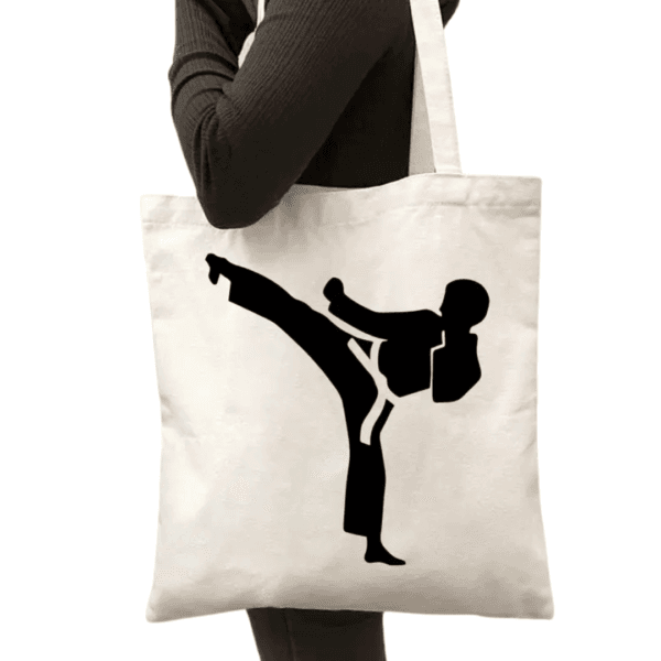 Karate Tote Bag – Karateka Kick Silhouette Design