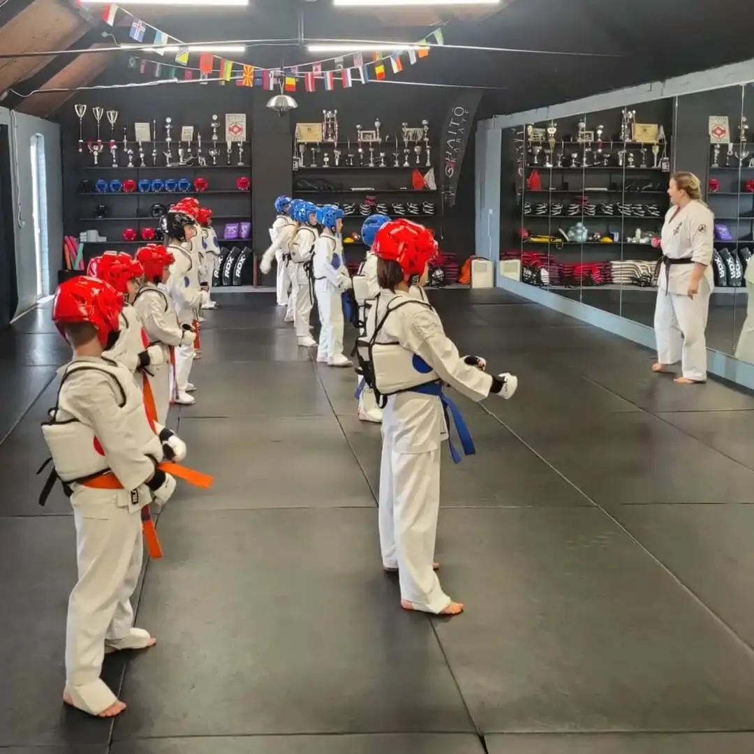 Expert Karate Instructor Helping Student