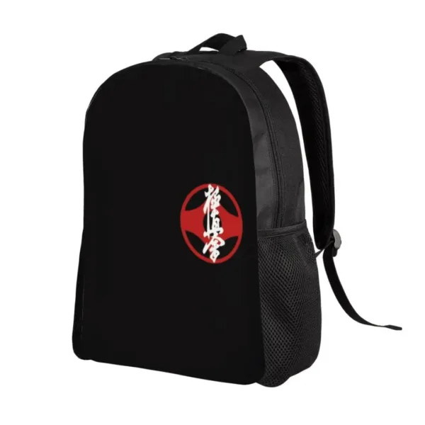 Kyokushin Karate Backpack – Black with Red Kanku Symbol and White Kanji - Image 3