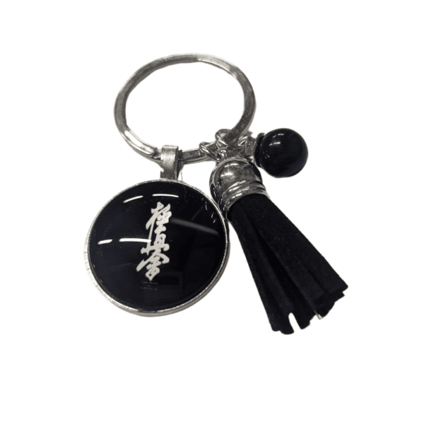 Kyokushin Karate Keychain – Glass Cabochon with Fringe Charm